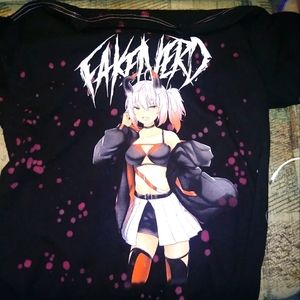 Unisex graphic tee. Size M. Fake is the brand. Black